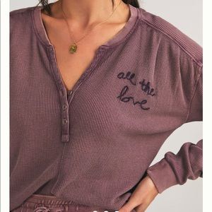 Daily Practice by Anthropologie Thermal Henley Tunic Top, Size L